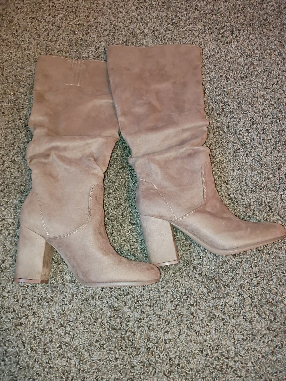 Women’s Taupe Slouch Block Heel Boots